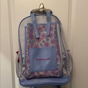 American Girl Floral Backpack with Blue and Purple Accents